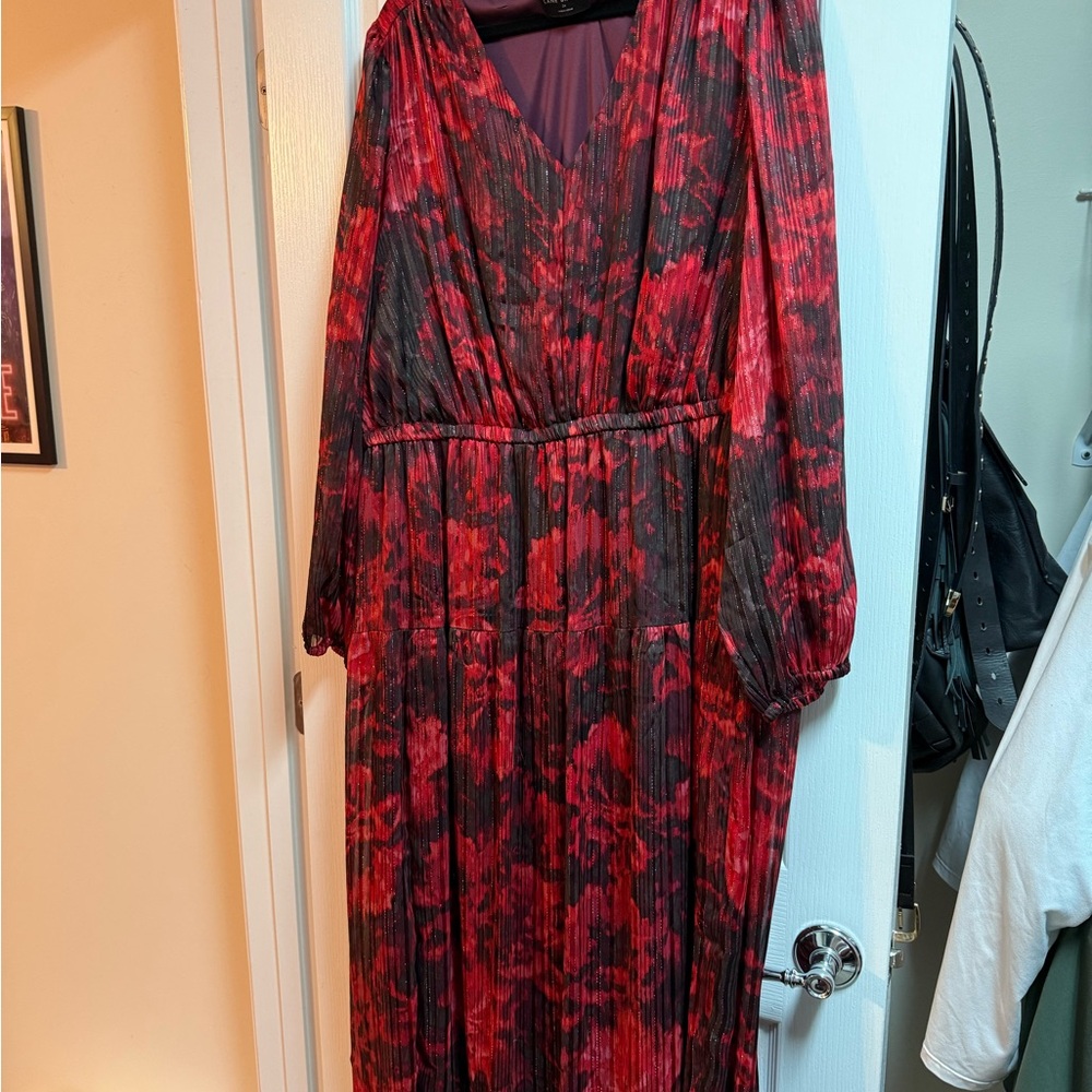 Lane Bryant Red and Black Midi Dress